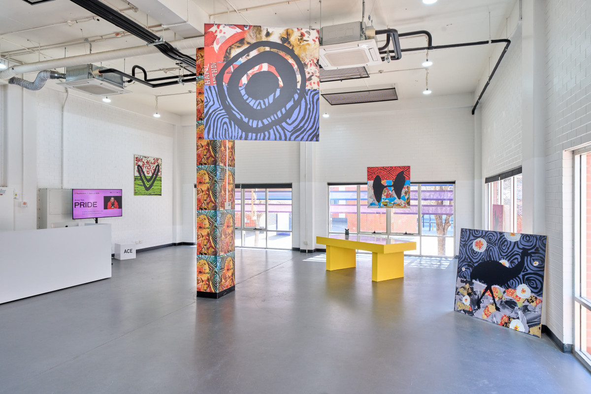 ACE's front room is peppered with various colourful works by Peter Waples-Crowe.