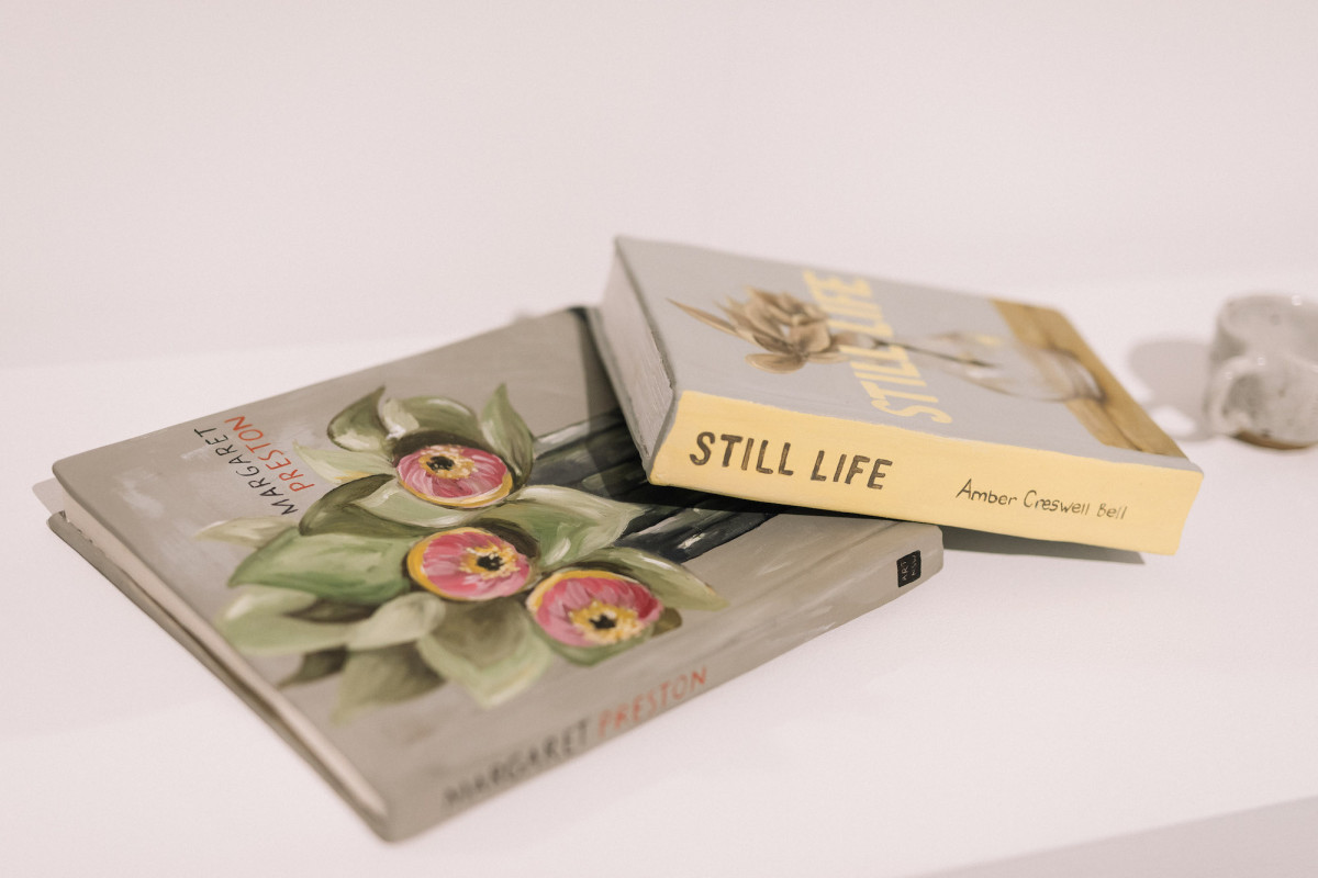 Two books made from clay-like material.