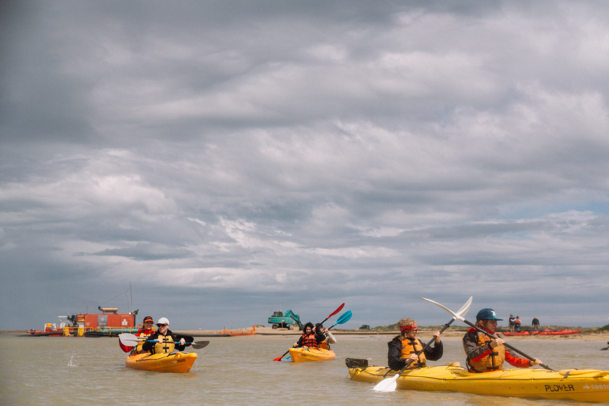 Group kayaks in the Coorong.